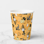 ORANGE HALLOWEEN PUMPKINS UND NIEDLICHE SCHWARZE K PAPPBECHER (Vorderseite)