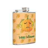 Orange Halloween Sad Pumpkin Seamless Pattern Flachmann (Rechts)