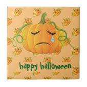 Orange Halloween Sad Pumpkin Seamless Pattern Fliese (Vorderseite)