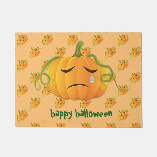 Orange Halloween Sad Pumpkin Seamless Pattern Fußmatte (Vorderseite)