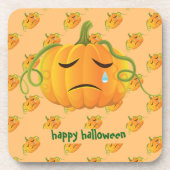 Orange Halloween Sad Pumpkin Seamless Pattern Getränkeuntersetzer (Vorderseite)