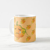 Orange Halloween Sad Pumpkin Seamless Pattern Kaffeetasse (Vorderseite Links)