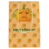 Orange Halloween Sad Pumpkin Seamless Pattern Mittlere Geschenktüte (Rückseite)