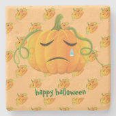 Orange Halloween Sad Pumpkin Seamless Pattern Steinuntersetzer (Vorderseite)