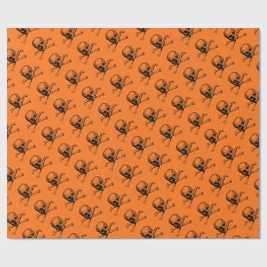 Orange Halloween Skull Geschenkpapier (Flach)