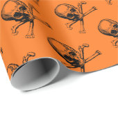 Orange Halloween Skull Geschenkpapier (Rolleneckpunkt)