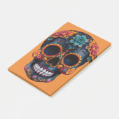 Orange Halloween Skull Post-it Klebezettel (angewinkelt)