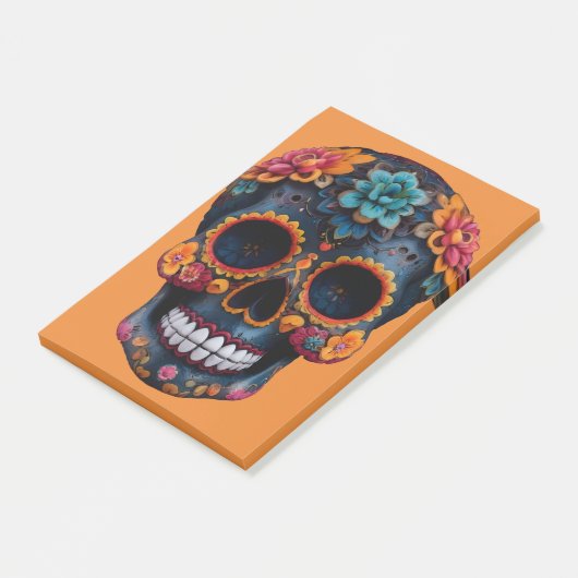 Orange Halloween Skull Post-it Klebezettel (angewinkelt)