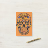 Orange Halloween Skull Post-it Klebezettel (Auf Schreibtisch)