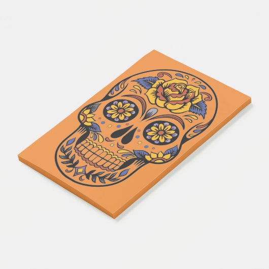 Orange Halloween Skull Post-it Klebezettel (angewinkelt)