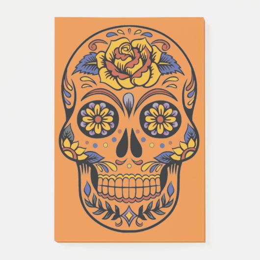 Orange Halloween Skull Post-it Klebezettel (Vorderseite)