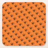 Orange Halloween Skull Rechteckiger Pappuntersetzer (Vorderseite)