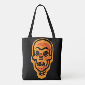 Orange Halloween Skull | Rote Highlights Tasche (Rückseite)