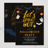Orange Halloween-Spinnen-Treffen-Script-Party Einladung (Vorne/Hinten)