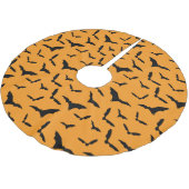 Orange Halloween Spooky Bats Gemustert Weihnachten Polyester Weihnachtsbaumdecke (Schrägansicht)