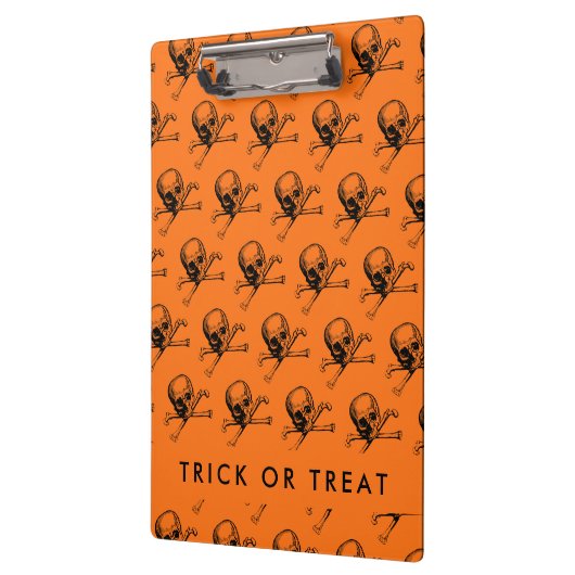 Orange Halloween Trick oder Treat Klemmbrett (Links)