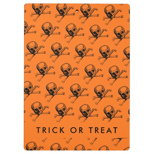 Orange Halloween Trick oder Treat Klemmbrett (Rückseite)