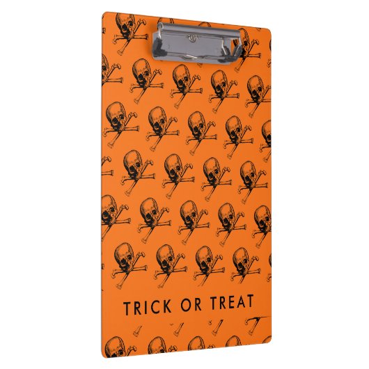 Orange Halloween Trick oder Treat Klemmbrett (Rechts)