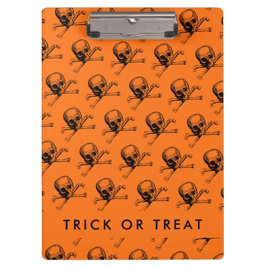 Orange Halloween Trick oder Treat Klemmbrett (Vorderseite)
