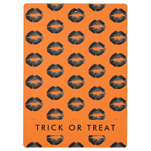 Orange Halloween Trick oder Treat Klemmbrett (Rückseite)