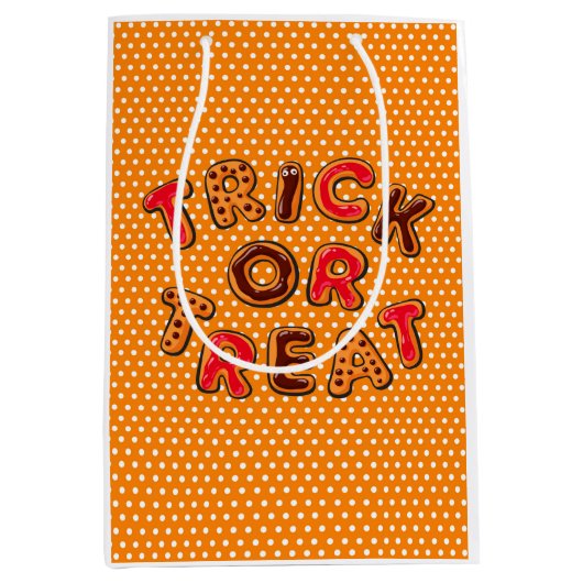 Orange Halloween Trick or Tree Mittlere Geschenktüte (Vorderseite)