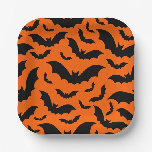 orange Halloween Vampir Fledermäuse gothic Pappteller (Vorderseite)