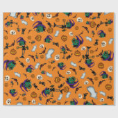 Orange Halloween Wrapping Paper Geschenkpapier (Flach)