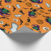 Orange Halloween Wrapping Paper Geschenkpapier (Ecke)