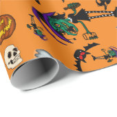 Orange Halloween Wrapping Paper Geschenkpapier (Rolleneckpunkt)