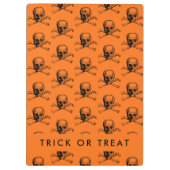 Orange Halloweentrick oder -Leckerei Klemmbrett (Rückseite)
