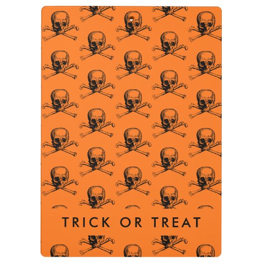 Orange Halloweentrick oder -Leckerei Klemmbrett (Rückseite)