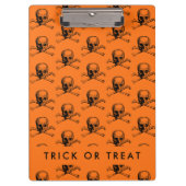 Orange Halloweentrick oder -Leckerei Klemmbrett (Vorderseite)