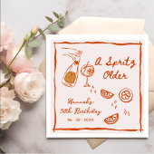Orange Hand Drawn A Spritz Older Birthday Party Serviette
