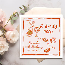 Orange Hand Drawn A Spritz Older Birthday Party Serviette