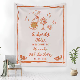 Orange Hand Drawn A Spritz Older Birthday Party Wandteppich