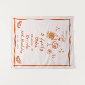 Orange Hand Drawn A Spritz Older Birthday Party Wandteppich (Vorderseite (Horizontal))