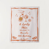 Orange Hand Drawn A Spritz Older Birthday Party Wandteppich (Vorderseite)