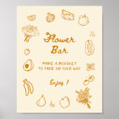 Orange Hand Drawn Blume Bar Poster (Vorne)