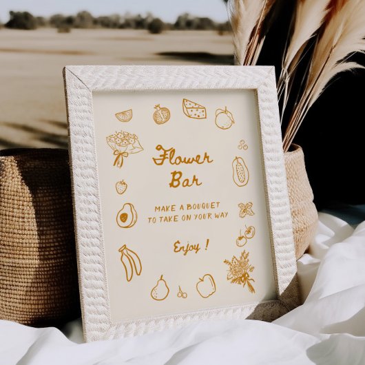 Orange Hand Drawn Blume Bar Poster