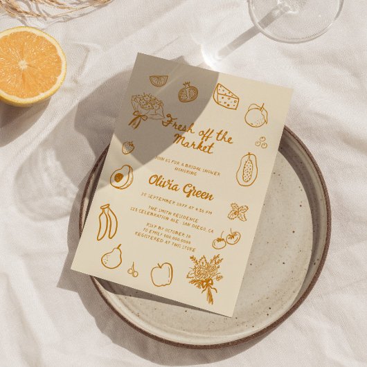 Orange Hand Drawn Brautparty Einladung