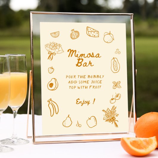 Orange Hand Drawn Mimosa Bar Poster