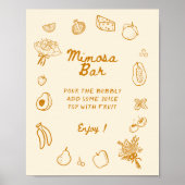 Orange Hand Drawn Mimosa Bar Poster (Vorne)