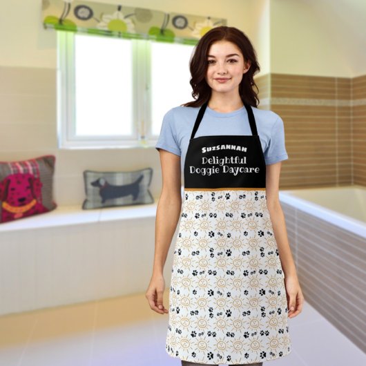 Orange Hand gezogen Sun Paws Muster Pet Care Schürze