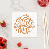 Orange Hand Letted Grateful Erntedank Serviette (Beispiel)