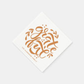 Orange Hand Letted Grateful Erntedank Serviette (Ecke)