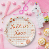 Orange Handgezeichnete Fall in Love Brautparty Pappteller (Party)