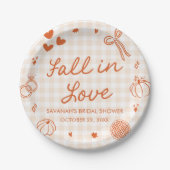 Orange Handgezeichnete Fall in Love Brautparty Pappteller (Vorderseite)
