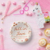 Orange Handgezeichnete Fall in Love Brautparty Pappteller (Party)
