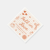 Orange Handgezeichnete Fall in Love Brautparty Serviette (Ecke)