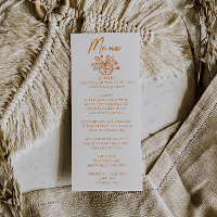  Orange handgezeichnetes florales Hochzeitsmenü 